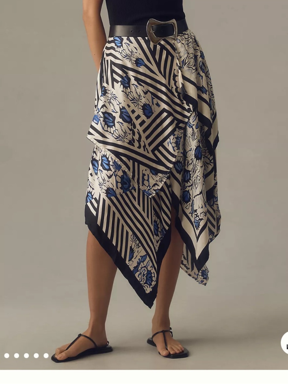 Anthro Maeve Silky Asymmetric Midi Skirt